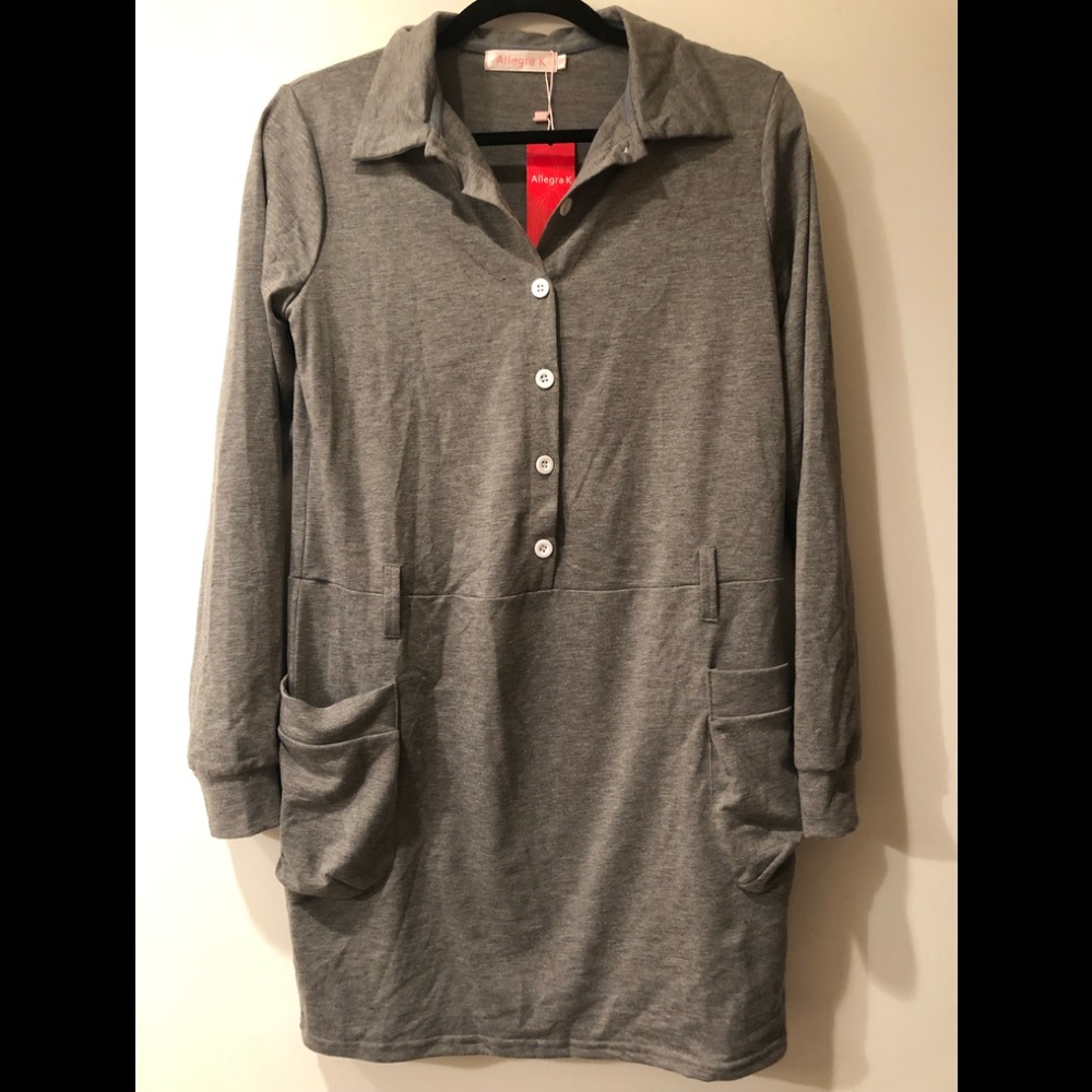 Long sleeve collared shirt dress - NWT